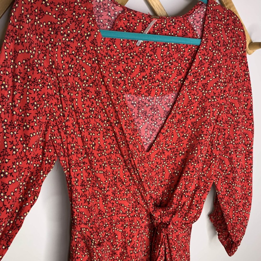 Free People Clara Floral Tunic Dress Red Small - Picture 9 of 16